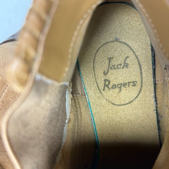 Jack Rogers Boots Womens Size 7.5 Poppy Tan Suede Ankle Booties Block Heel Trim - Picture 8 of 10